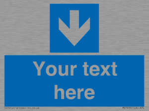 Custom Mandatory directional sign, blue arrow down